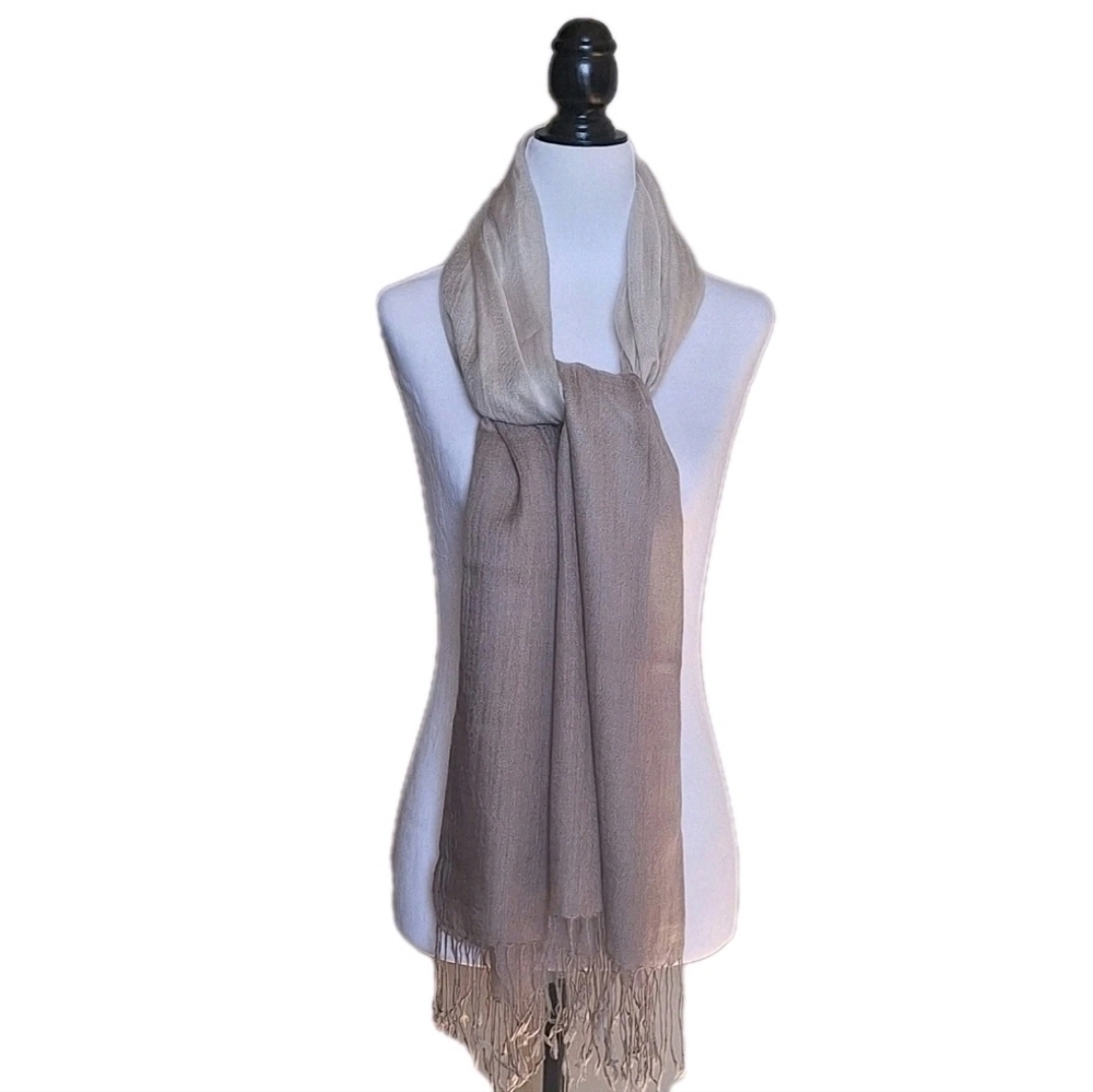 JACOB OMBRE LIGHT SCARF WITH FRINGE